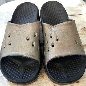 HUHV Gold Metallic Slide Sandals Womens US 8 Lightweight Comfort‎ Open-Toe